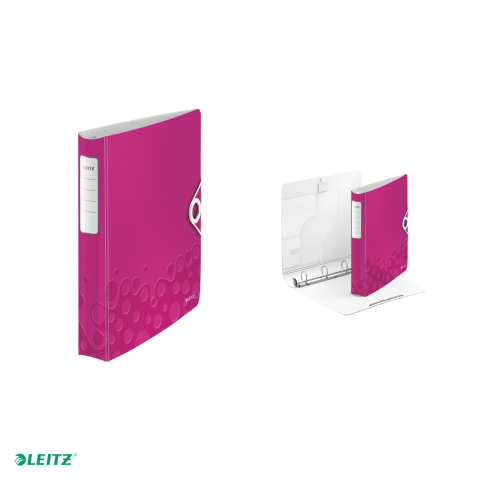 Caiet mecanic Leitz Active WOW SoftClick, polyfoam, A4, mecanism 4DR, inel 30 mm, capacitate 280 coli (80 g/mp), pentru arhivare, roz [3]