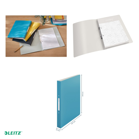 Caiet mecanic Leitz Cosy, PP, A4, mecanism 2 RR, inel 25 mm, coperta moale, capacitate 190 coli (80 g/mp), pentru prezentare, albastru Celest [4]