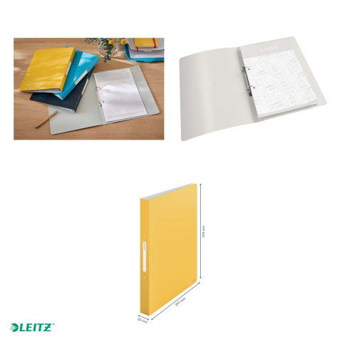 Caiet mecanic Leitz Cosy, PP, A4, mecanism 2 RR, inel 25 mm, coperta moale, capacitate 190 coli (80 g/mp), pentru prezentare, galben Chihlimbar [4]