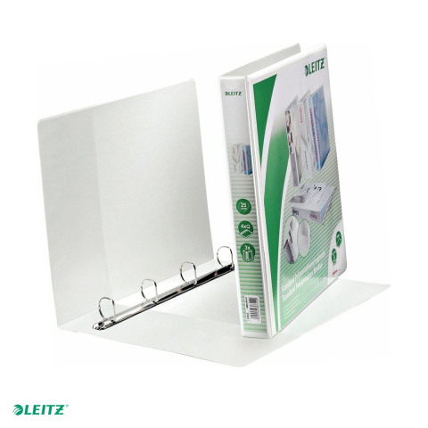 Caiet mecanic Leitz Panorama, PP/PP, A4 MAXI, mecansim 4DR, inel 25 mm, capacitate 250 coli (80 g/mp), pentru documente perforate, hartie 80 g/mp, alb [0]
