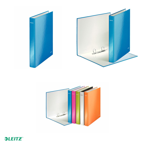 Caiet mecanic Leitz WOW, carton laminat, A4, mecanism 2DR, inel 25 mm, capacitate 250 coli (80 g/mp), albastru [3]
