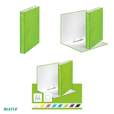 Caiet mecanic Leitz WOW, carton laminat, A4, mecanism 2DR, inel 25 mm, capacitate 250 coli (80 g/mp), verde [3]
