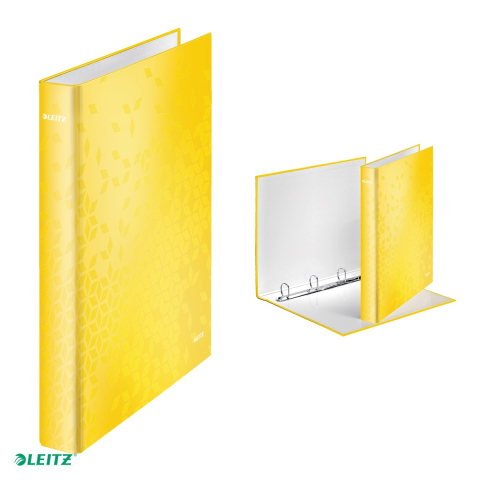 Caiet mecanic Leitz WOW, carton laminat, A4, mecanism 4DR, inel 25 mm, capacitate 230 coli (80 g/mp), galben [3]