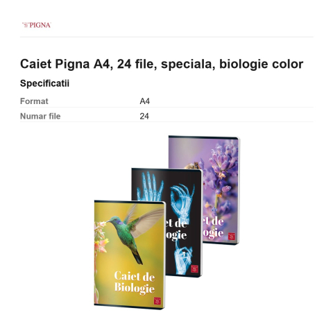 Caiet Pigna A4, 24 file, biologie color [2]