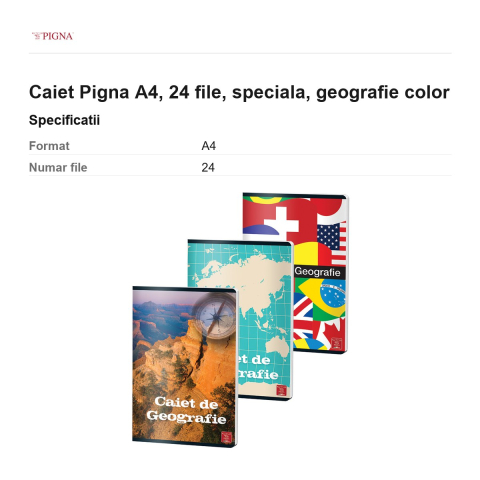 Caiet Pigna A4, 24 file, geografie color [2]