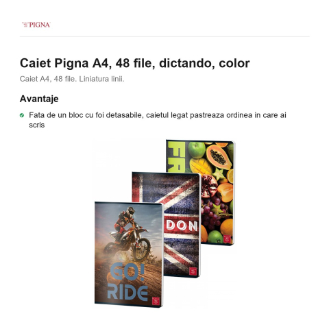 Caiet Pigna A4, 48 file, dictando, color [1]