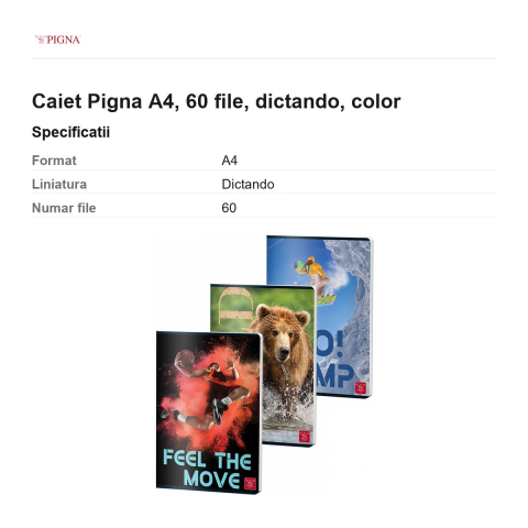 Caiet Pigna A4, 60 file, dictando, color [2]