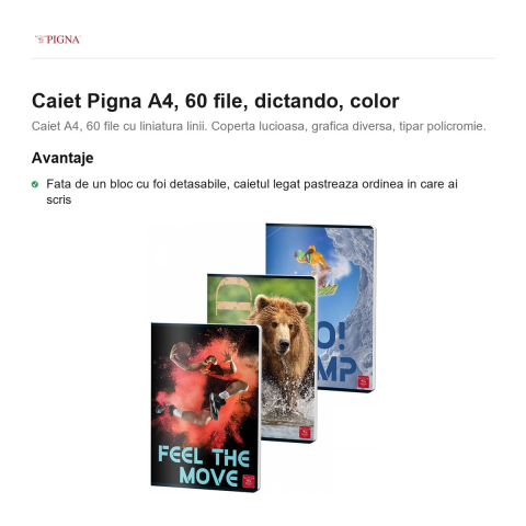 Caiet Pigna A4, 60 file, dictando, color [1]