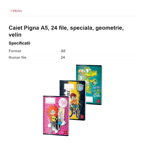 Caiet Pigna A5, 24 file, geometrie, velin [2]