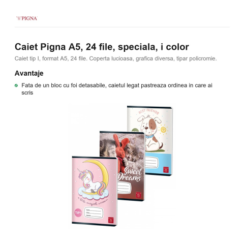 Caiet Pigna A5, 24 file, i color [1]