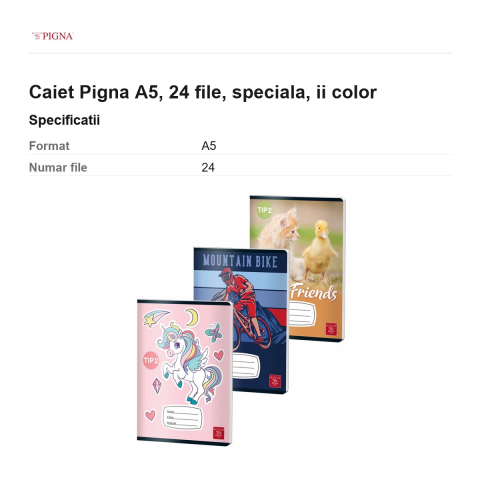 Caiet Pigna A5, 24 file, ii color [2]