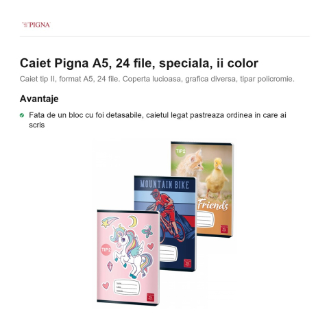 Caiet Pigna A5, 24 file, ii color [1]