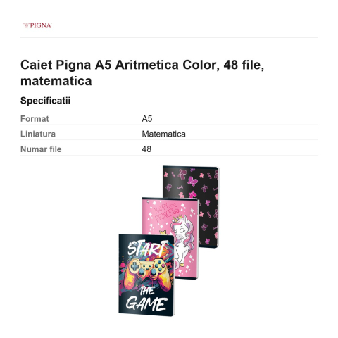 Caiet Pigna A5 Aritmetica Color, 48 file, matematica [2]