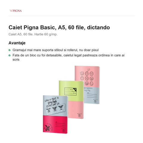 Caiet Pigna Basic, A5, 60 file, dictando [1]