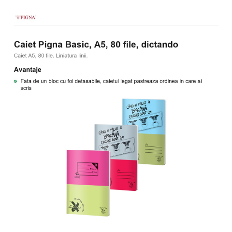 Caiet Pigna Basic, A5, 80 file, dictando [1]