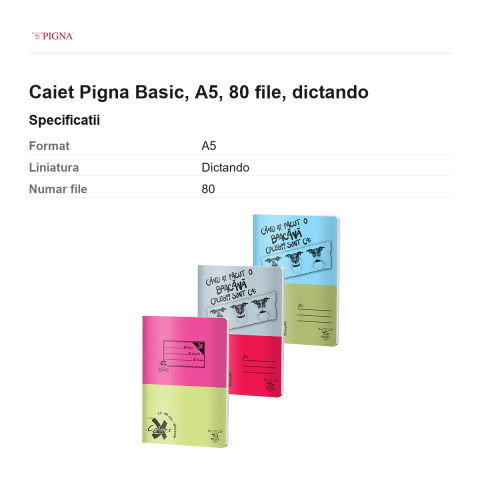 Caiet Pigna Basic, A5, 80 file, dictando [2]