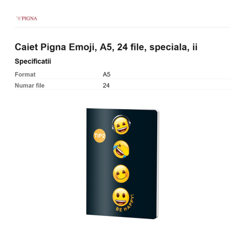 Caiet Pigna Emoji, A5, 24 file, ii [2]