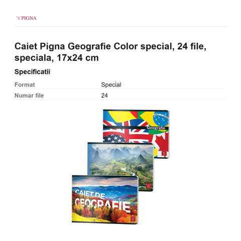 Caiet Pigna Geografie Color, 24 file, 17x24 cm [2]