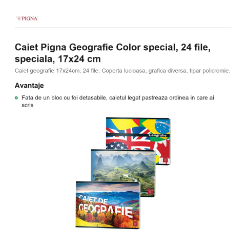 Caiet Pigna Geografie Color, 24 file, 17x24 cm [1]