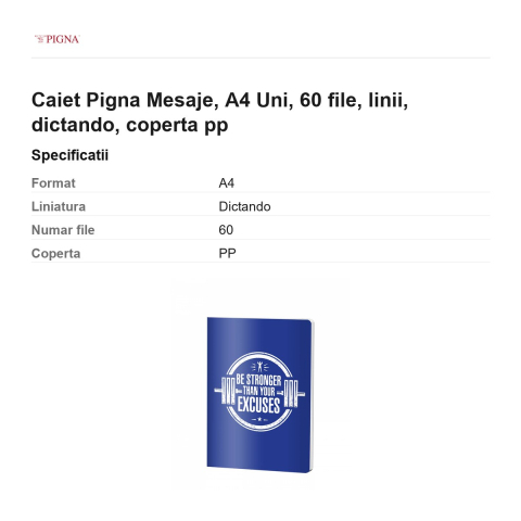 Caiet Pigna Mesaje, A4, 60 file, linii, dictando, coperta pp uni [2]