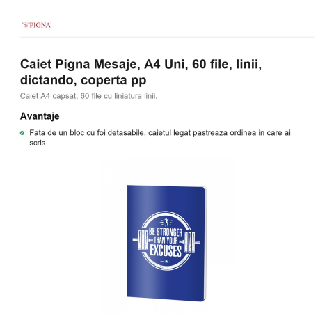 Caiet Pigna Mesaje, A4, 60 file, linii, dictando, coperta pp uni [1]