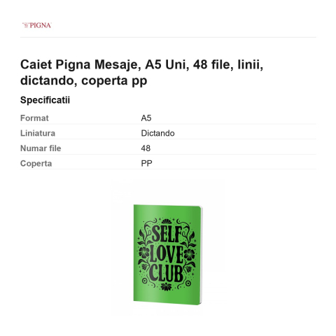 Caiet Pigna Mesaje, A5, 48 file, linii, dictando, coperta pp uni [2]