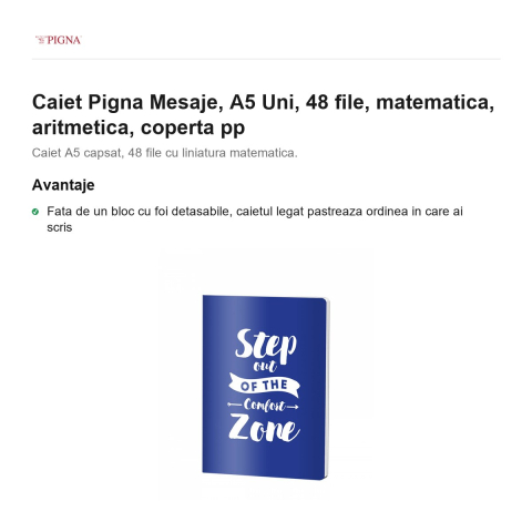 Caiet Pigna Mesaje, A5, 48 file, matematica, aritmetica, coperta pp uni [1]