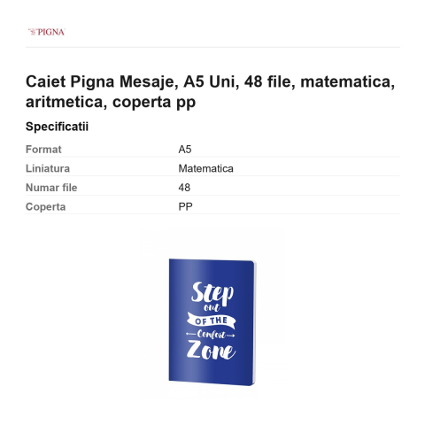 Caiet Pigna Mesaje, A5, 48 file, matematica, aritmetica, coperta pp uni [2]