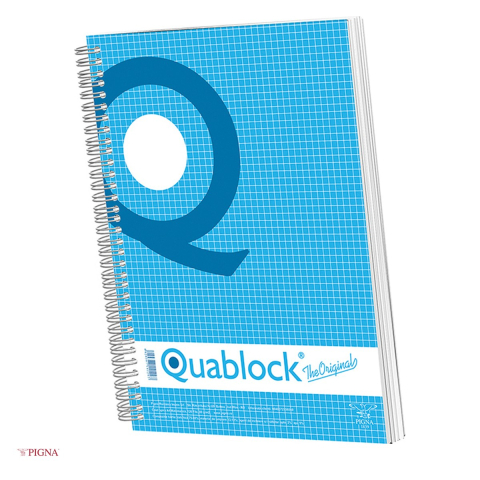 Caiete A4 - Caiet Pigna Quablock, A4, 120 file, matematica, 200 g/mp, spira aritmetica