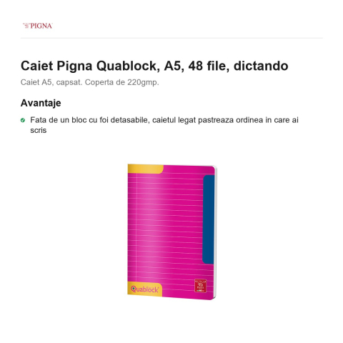 Caiet Pigna Quablock, A5, 48 file, dictando [1]