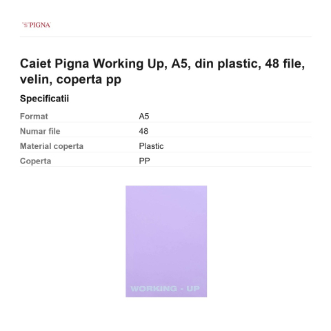 Caiet Pigna Working Up, A5, din plastic, 48 file, velin, coperta pp [2]