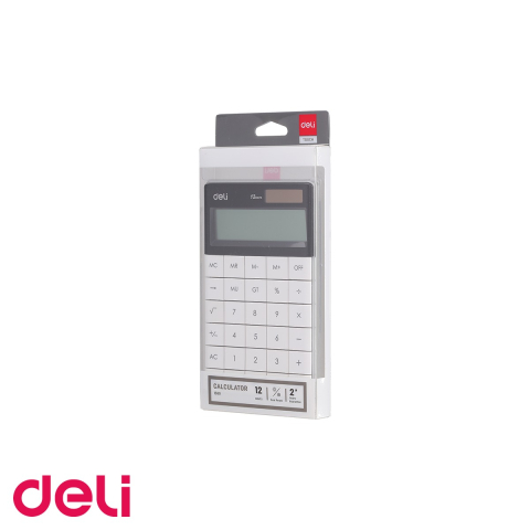 Calculator de birou Deli, 12 cifre, ecran LCD, alimentare dubla, taste touch, design modern alb [3]
