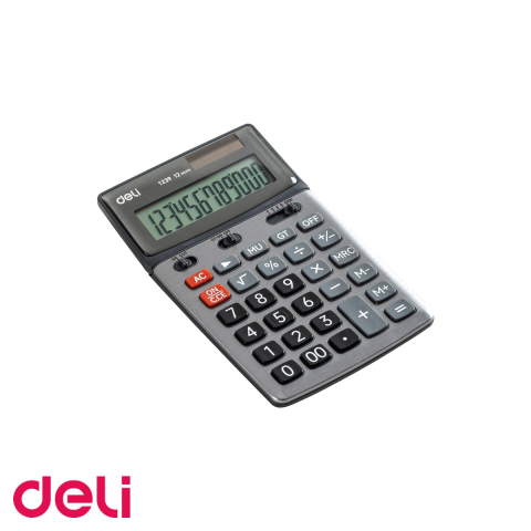 Calculatoare numerice - Calculator de birou Deli 1239, 12 digits, ecran LCD inclinat, alimentare dubla, pentru uz profesional
