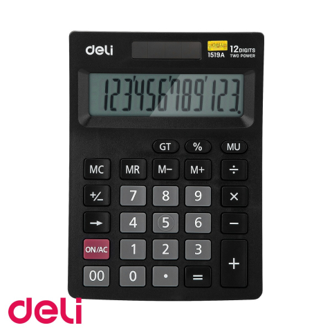 Calculatoare numerice - Calculator de birou Deli 1519A, 12 digits, display LCD inclinat, functii fiscale si GT, pentru birou