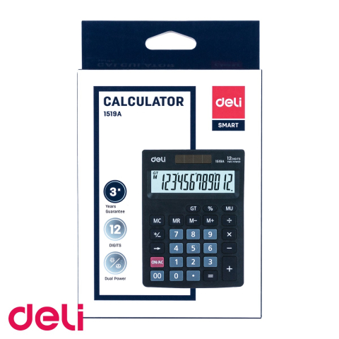 Calculator de birou Deli 1519A, 12 digits, display LCD inclinat, functii fiscale si GT, pentru birou [3]