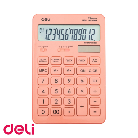 Calculatoare numerice - Calculator de birou Deli 1541, 12 cifre, roz pastel, pentru calcule fiscale si de birou