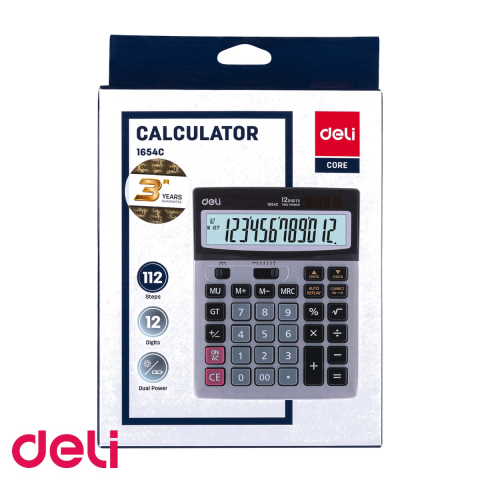 Calculator de birou Deli 1654C, 12 digits, carcasa metalica, ecran LCD inclinat, pentru birou [3]