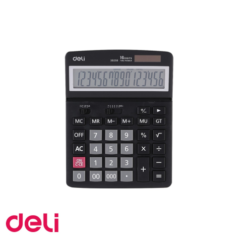 Calculatoare numerice - Calculator de birou Deli 39259, 16 digits, display LCD inclinat, pentru calcule fiscale