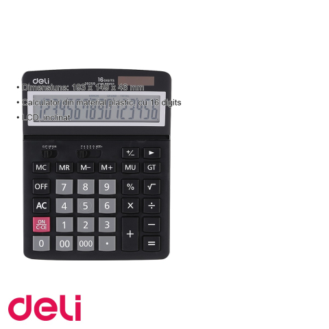 Calculator de birou Deli 39259, 16 digits, display LCD inclinat, pentru calcule fiscale [2]
