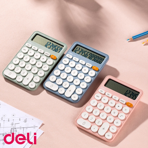 Calculator de birou Deli EM124, 12 digits, design fashion bleu, pentru uz profesional [4]