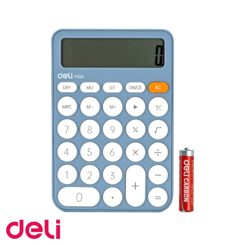 Calculatoare numerice - Calculator de birou Deli EM124, 12 digits, design fashion bleu, pentru uz profesional