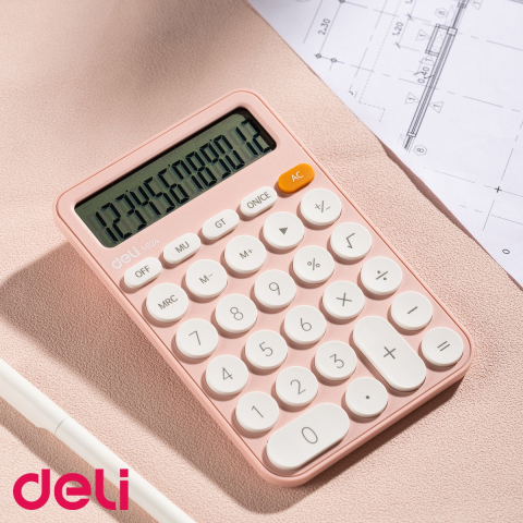 Calculator de birou Deli EM124, 12 digits, design fashion roz, pentru uz zilnic la birou [3]