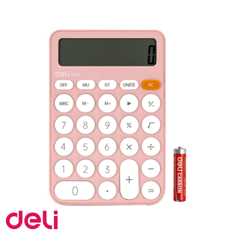 Calculatoare numerice - Calculator de birou Deli EM124, 12 digits, design fashion roz, pentru uz zilnic la birou