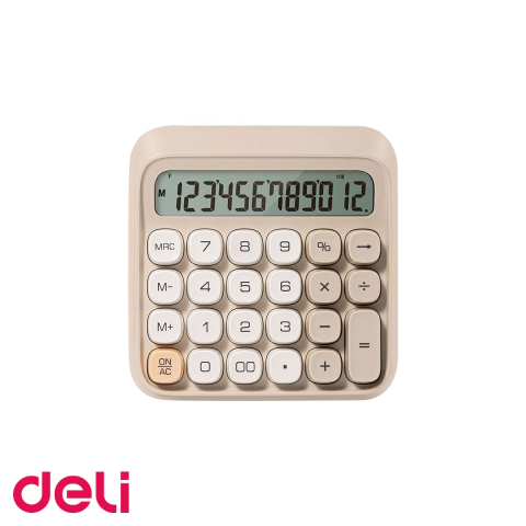 Calculatoare numerice - Calculator de birou Deli Retro M36, 12 digiti, design retro, gri, pentru birou si acasa