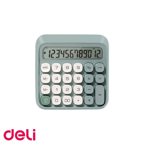 Calculatoare numerice - Calculator de birou Deli Retro M36, 12 digiti, design retro verde, pentru birou si acasa