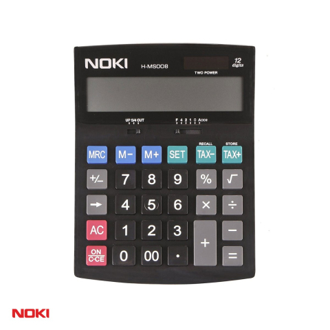 Calculator de birou NOKI HMS008 cu 12 cifre, display LCD inclinat, alimentare solara si cu baterie, functii TAX si SET, 3 taste de memorie, 180x115x32 mm, gri [3]