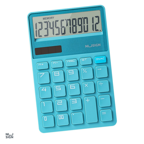 Birotica papetarie - Calculator de birou Nusign, 12 dig bleu, albastru, 165x110x25 mm