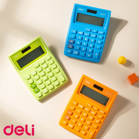 Calculator de buzunar Deli 1122, 12 cifre, alimentare dubla, alb-portocaliu, pentru birou si uz fiscal [4]