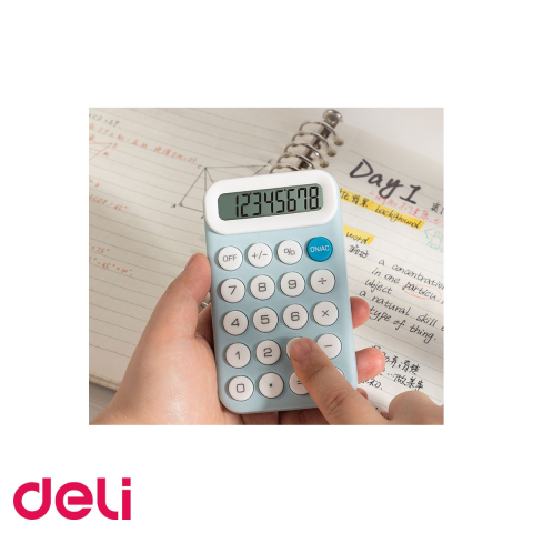 Calculator de buzunar Deli M10, display 8 digiti, albastru, control cu o singura mana, portabil [4]