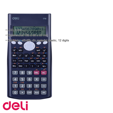 Calculator stiintific Deli, 12 digits, 240 functii, ecran LCD 2 linii, pentru elevi si studenti [2]